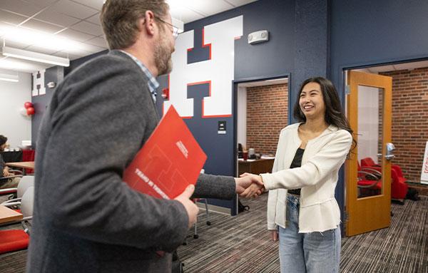 Student being hired for job